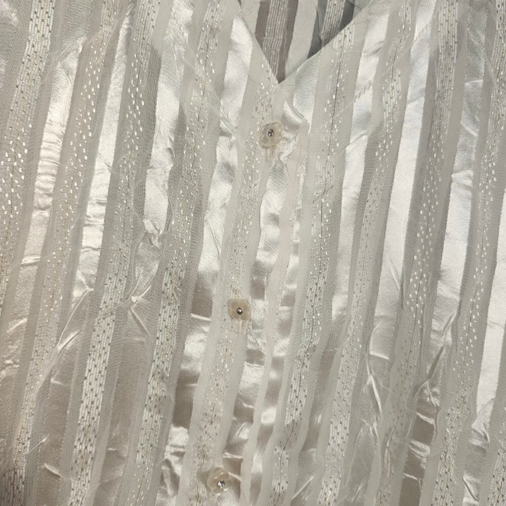 MARIE CLAIRE WHITE SATIN SPARKLE BLOUSE - Picture 4 of 4